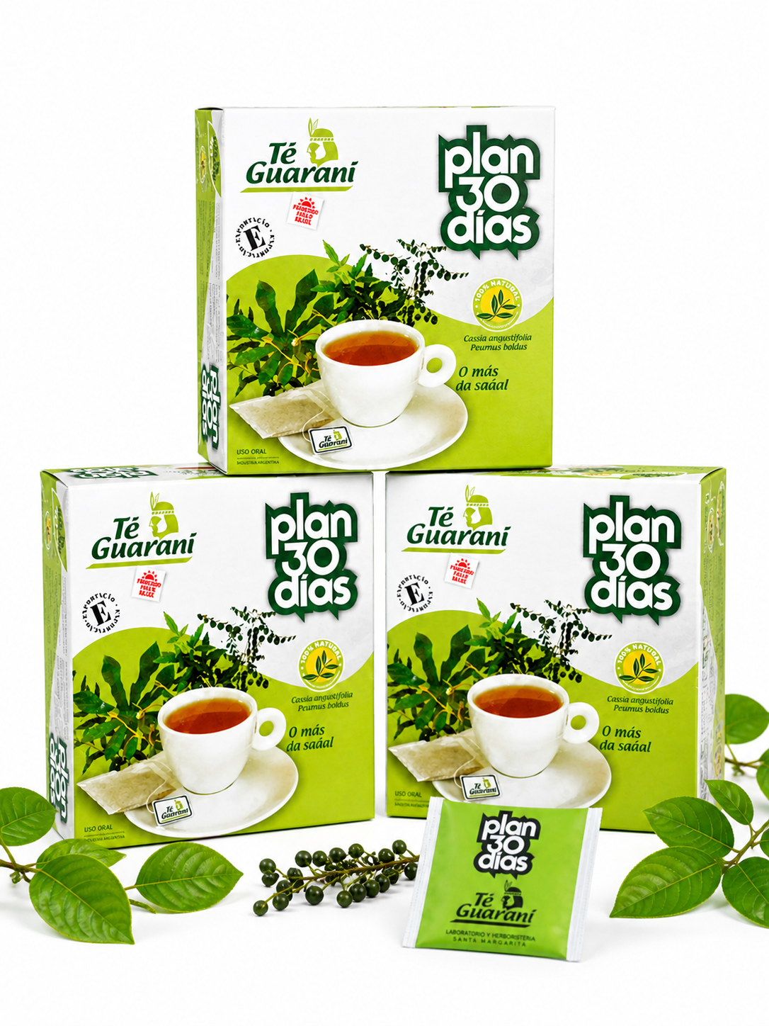 ChatGPT Image 3 may 2026, 09_29_39 p.m. Té Guaraní Plan 30 Días En Saquitos Natural 3 Cajas 180 U - Imagen 1