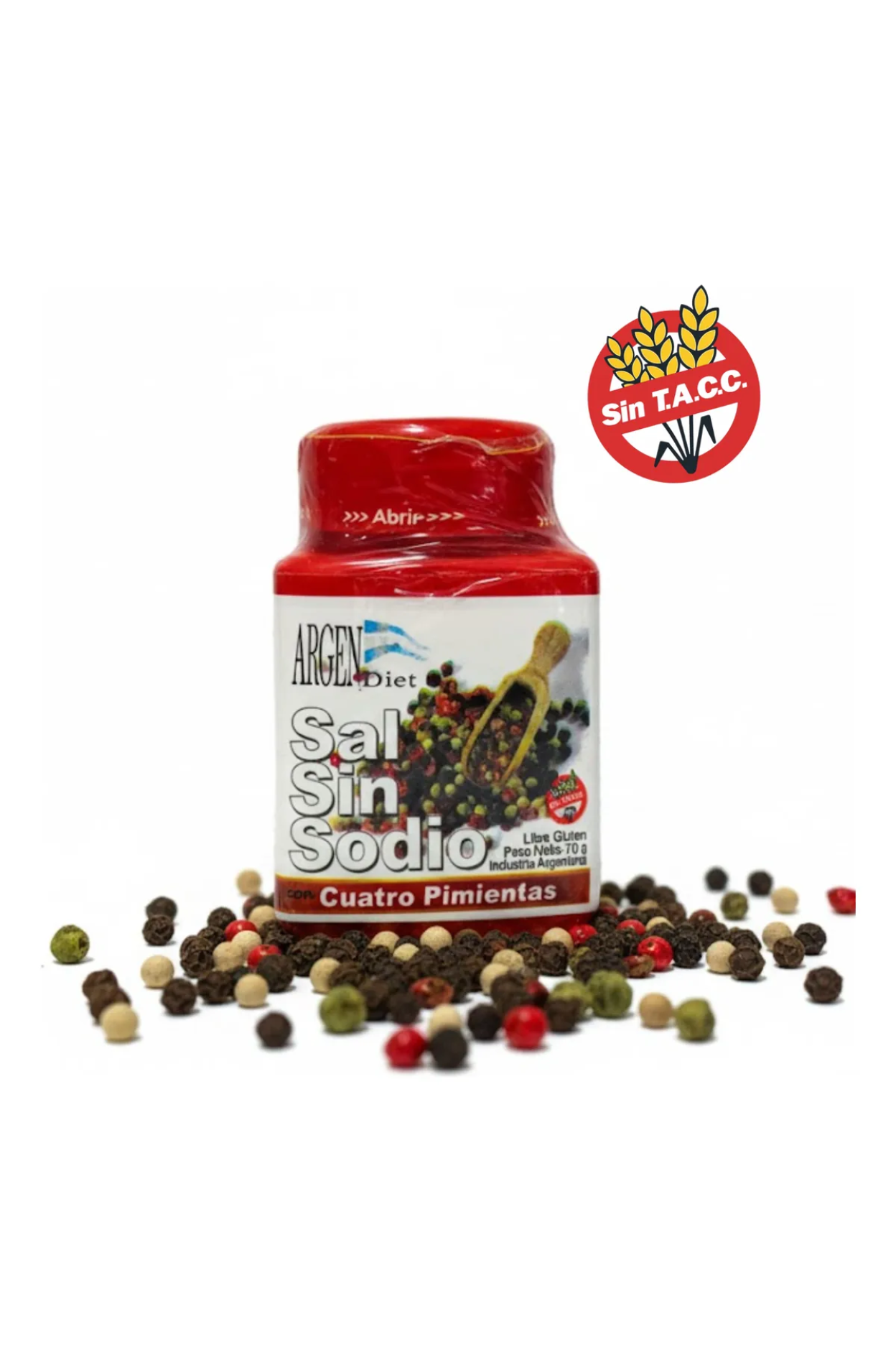 TU SNACK SALUDABLE Sal Sin Sodio Argendiet Sin Tacc Sabor 4 Pimientas X 70gr - Imagen 1