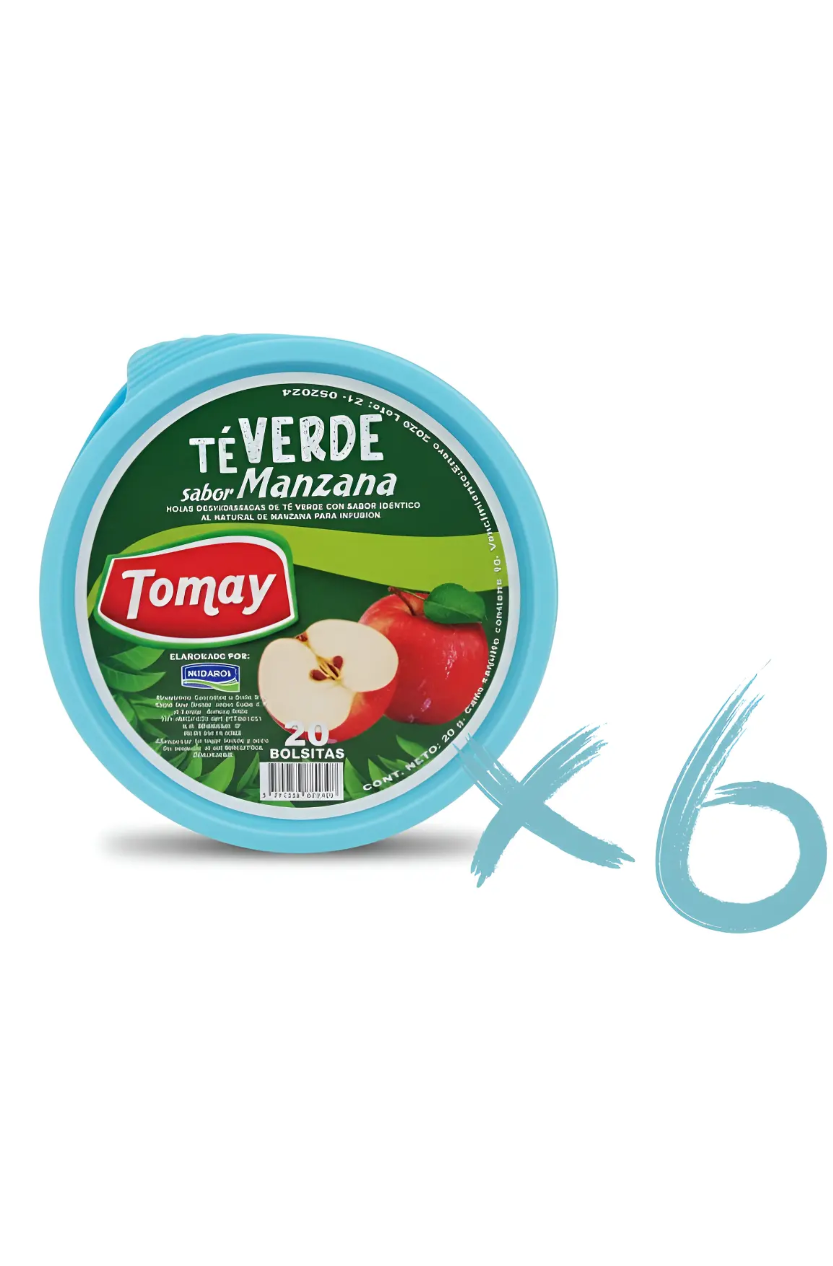 TU SNACK SALUDABLE (15) Te Verde Sabor Manzana Pack X6 Envases De 20 Saquitos C/u - Imagen 1