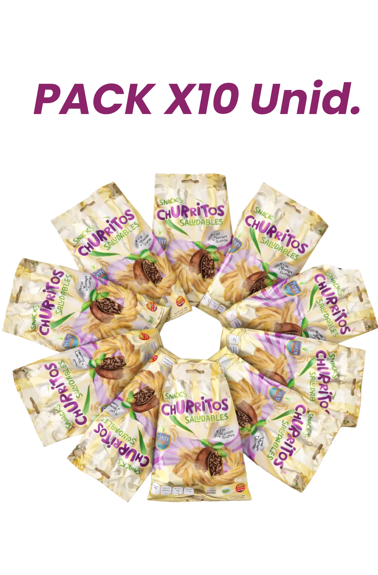 TU SNACK SALUDABLE (2) Snack Churritos Saludables Sabor Chocolate Sin Tacc X 10 Uni - Imagen 1