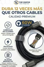 Cable Usb C A Usb C 60w Silicona Flexible + Carga Rápida - Imagen 2