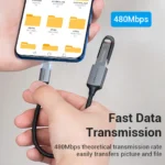 Cable Adaptador Usb-c A Usb 2.0 Hembra 2a 0.15 Cm Vention Negro - Imagen 4