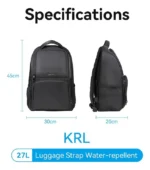 Mochila Ejecutiva Para Notebook 15.6 Resistente Agua Vention - Negro - Liso - Imagen 6