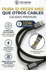 Cable Usb A A Lightning 12w 1m Carga Para iPhone Reforzado - Imagen 3