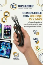 Cable Usb C A Usb C 60w Carga Rápida Topcenter 1m Reforzado - Imagen 4