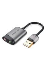 Adaptador Audio Usb Vention - Usb Macho A Miniplug Hembra Hi-fi - Audio Y Microfono - Tarjeta Sonido Jack 3.5 Mm Plug Trrs - Carcasa Aluminio Con Cable 0.15 Metros - Notebook Auriculares - Cdkhb