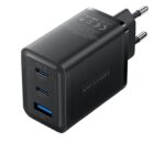 Cargador De Pared Carga Rapida 3 Puertos Usb C 65w Vention Color Negro