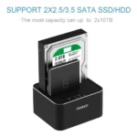 Docking Station 2 Bahias Clonador Sata Hdd Ssd 16tb Fideco - Imagen 2