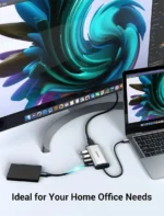Hub Multipuerto Vention - 5 En 1 - Usb C A Hdmi 4k + 3 Puertos Usb 3.0 - 5gbps + Power Delivery 100w - Carcasa Aluminio - Premium - Para Laptop Notebook Mouse Teclado Disco Lectora Sd Tf - Cnbhb - Imagen 3