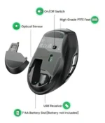 Mouse Inalámbrico Ugreen Ergonómico Bluetooth Silencioso Negro - Imagen 8