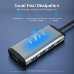Hub Multipuerto Vention - 5 En 1 - Usb C A Hdmi 4k + 3 Puertos Usb 3.0 - 5gbps + Power Delivery 100w - Carcasa Aluminio - Premium - Para Laptop Notebook Mouse Teclado Disco Lectora Sd Tf - Cnbhb - Imagen 7