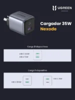 Cargador Ugreen 35W USB-C/USB-A GaN Plegable - Imagen 6
