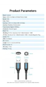 Vention Cable USB 2.0 para Impresora 2m - Imagen 3