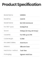 Ugreen Case M.2 NVMe SSD USB 3.2 10Gbps - Imagen 4