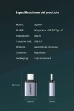 Ugreen Adaptador USB-C a USB 3.0 OTG - Imagen 4