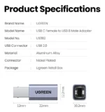 Ugreen Adaptador USB-C Hembra a USB Aluminio - Imagen 3