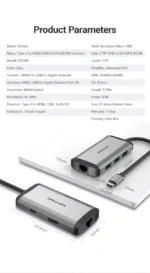 Vention Hub USB-C 6 en 1 HDMI 4K RJ45 - Imagen 6