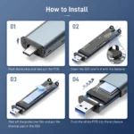 Fideco Case M.2 NVMe/SATA USB-C Gris - Imagen 3