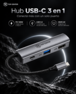 Hub USB-C 3 en 1 HDMI 4K PD 100W TopCenter - Imagen 2