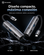 Hub USB-C 3 en 1 HDMI 4K PD 100W TopCenter - Imagen 3
