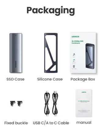 Ugreen Case M.2 NVMe SSD USB 3.2 10Gbps - Imagen 3