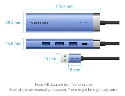 Vention Hub USB-C 5 en 1 HDMI 4K 100W - Imagen 3