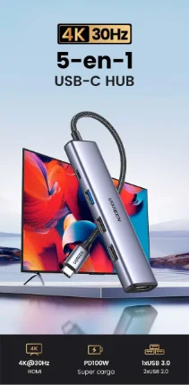 Hub Ugreen 5 en 1 USB-C HDMI 4K PD 100W - Imagen 7