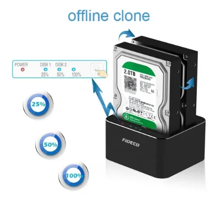 Docking Station Fideco 2 Bahías SATA HDD SSD - Imagen 7