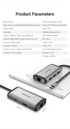 Vention Hub USB-C 6 en 1 HDMI 4K RJ45 - Imagen 6