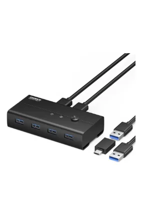 Fideco Switch USB 3.0 4 Puertos para 2 PCs