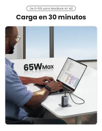 Ugreen Cargador GaN 65W Nexode USB-C - Imagen 2