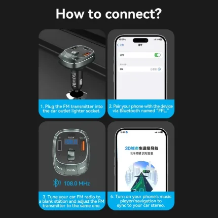 Cargador Auto Vention 30W Bluetooth USB-C - Imagen 6