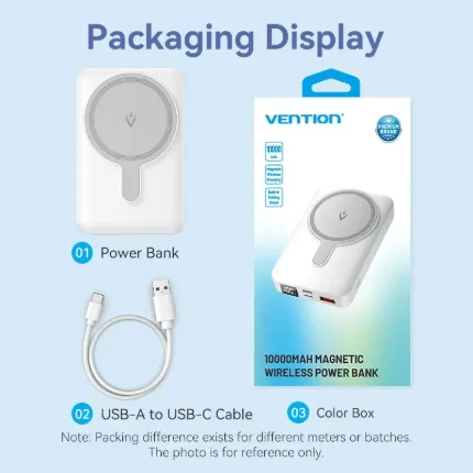 Power Bank Magnético Vention 10000mAh USB-C - Imagen 3
