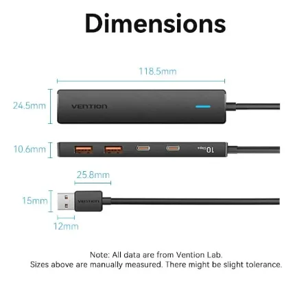 Vention Hub USB-A 5 en 1 USB 3.2 y USB-C - Imagen 3