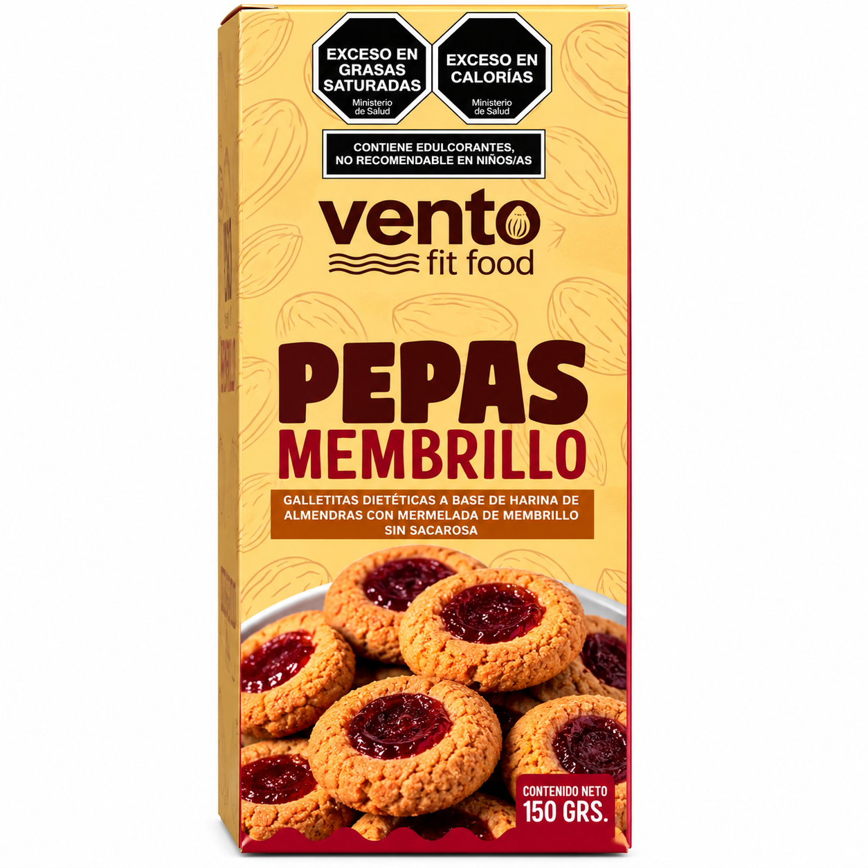 Caja de Galletitas Pepas de Membrillo Pepas Keto Membrillo Vento Fit 150gr - Imagen 1