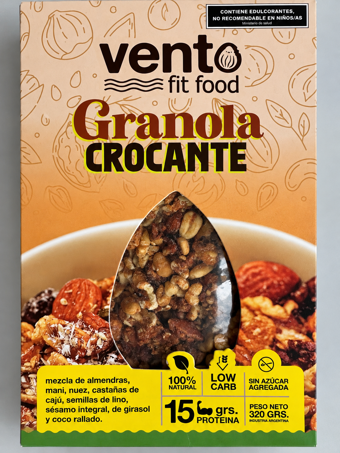 Caja de granola crocante natural Granola Keto Vento Fit Frutos Secos Y Semillas 320g - Imagen 1