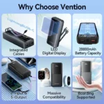 Power Bank Vention FHPB0 20000 mAh Carga Rápida 22.5W - Imagen 2